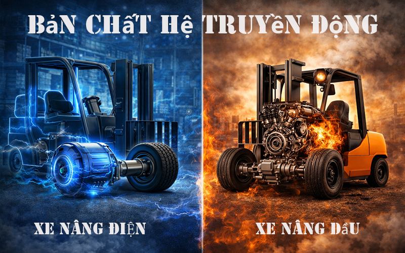 Nên Mua Xe Nâng Điện Hay Xe Nâng Dầu? 3 Bản Chất Hệ Truyền Động